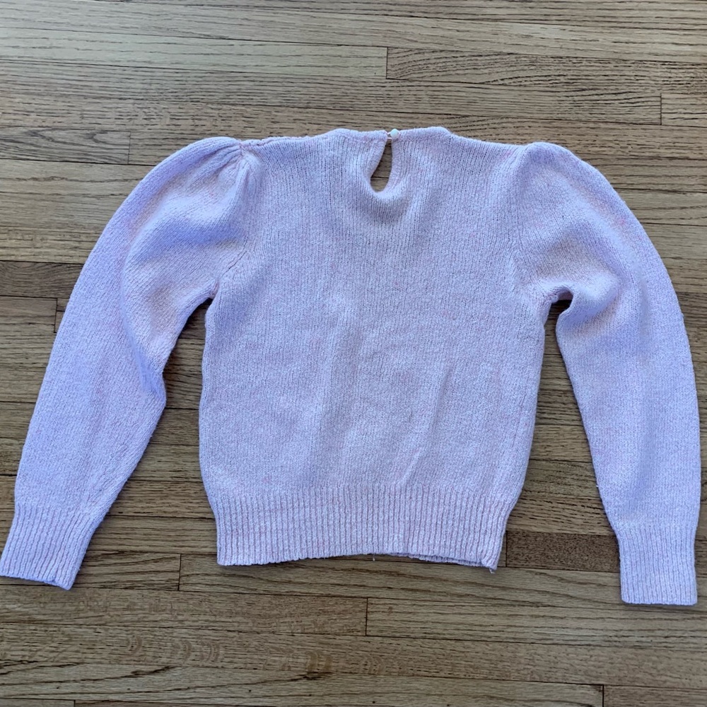 Vtg 80s Baby pink lace knit/open knit sweater (Silk angora blend) in XS. - Picture 6 of 11